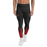 Roll Gear Men's Fire Department Compression Spats - Black with Red Flames, front view.