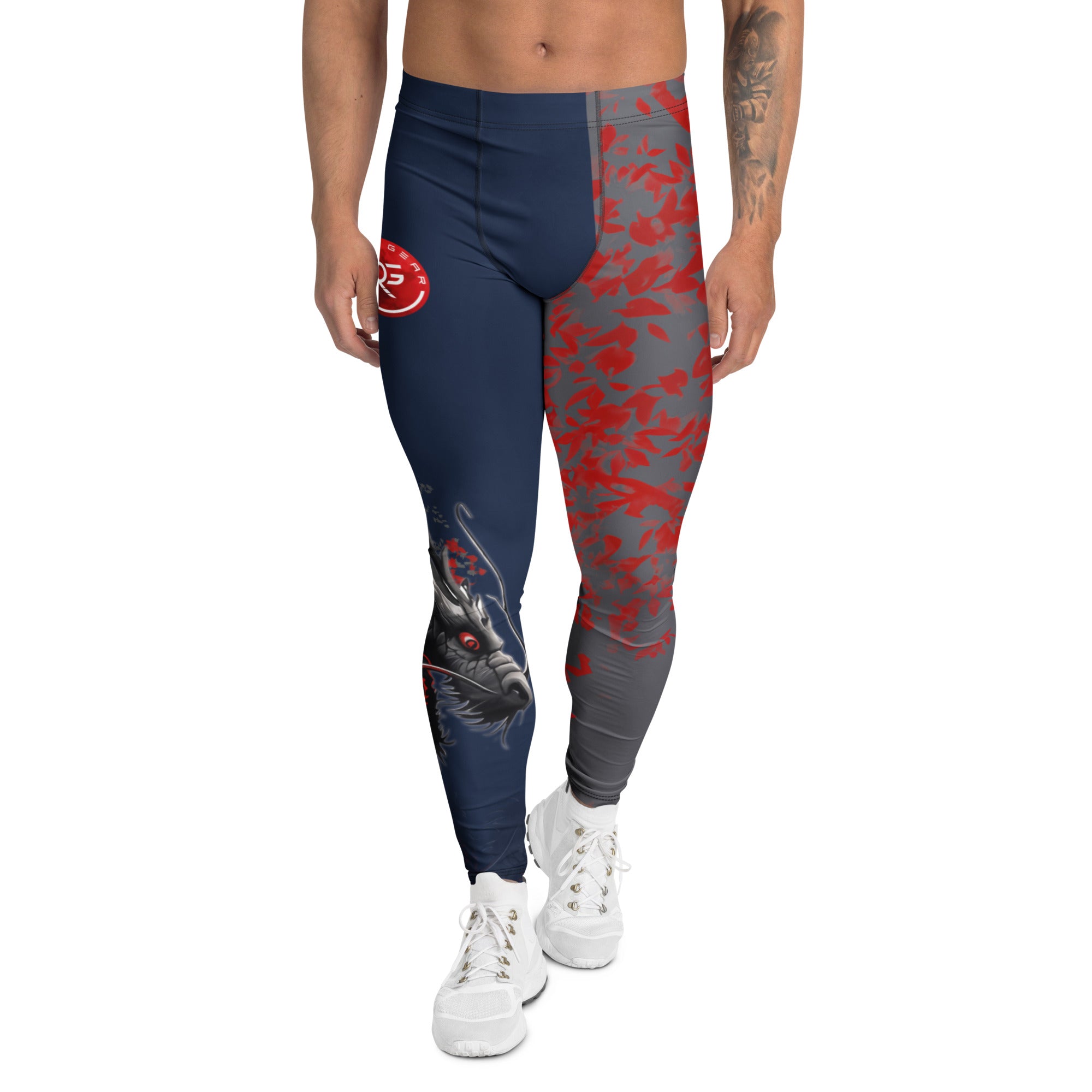 Roll Gear Shadow Dragon Warrior Spats – Dark Navy & Crimson – Men's, front view.