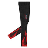 Roll Gear Men's Fire Department Compression Spats - Black with Red Flames, right side view, additional angle.