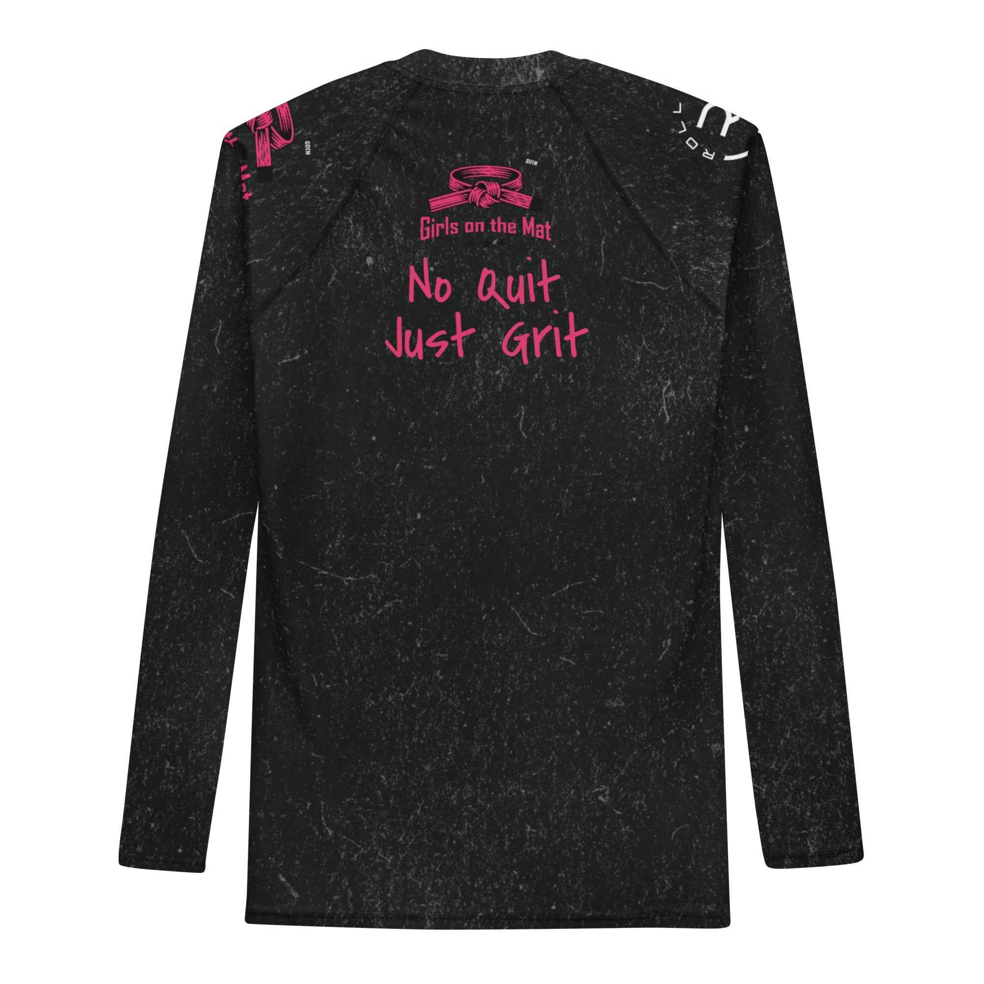 Roll Gear Tap Hype Pink Edition Long-Sleeve BJJ Rash Guard, back view.