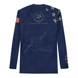 Roll Gear Men's Air Force Long Sleeve Rash Guard, back view.