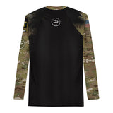 Roll Gear Men's Army Long Sleeve Rash Guard, back view.