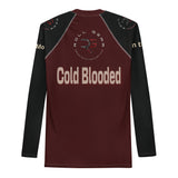 Roll Gear Cold Blooded Rash Guard – Maroon Venom Athlete Edition – Long Sleeve, back view, all-over print.
