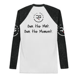 Roll Gear Tap Hype Men’s Long Sleeve Rash Guard – Orange & White, back view, all-over print.