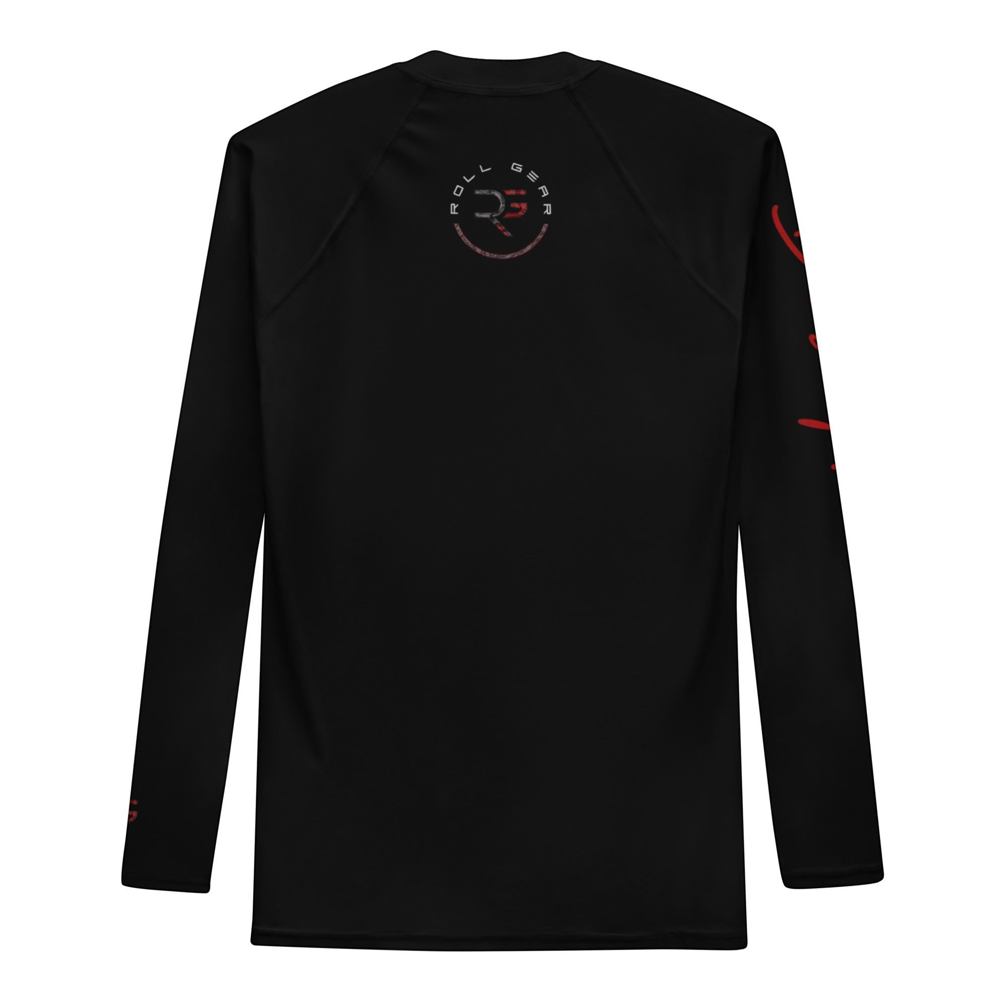 Roll Gear Embrace the Chaos Rash Guard – Black – Men’s, back view, all-over print.