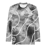 Roll Gear Black Marble with White Lines Performance Rash Guard – Long Sleeve, front view, all-over print.