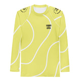Roll Gear Yellow with White Lines Performance Rash Guard – Long Sleeve, front view, all-over print.