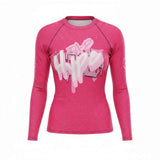 Roll Gear Girls on the Mat Tap Hype Long Sleeve BJJ Rash Guard – Women's, front view.