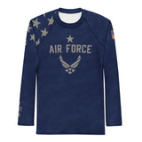 Roll Gear Men's Air Force Long Sleeve Rash Guard, front view.