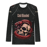 Roll Gear Signature Cold Blooded Rash Guard – Black Venom (Athlete Edition, Men’s Long Sleeve), front view, all-over print.