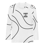 Roll Gear White Swirl Rash Guard - White/Black, Men's, front view.
