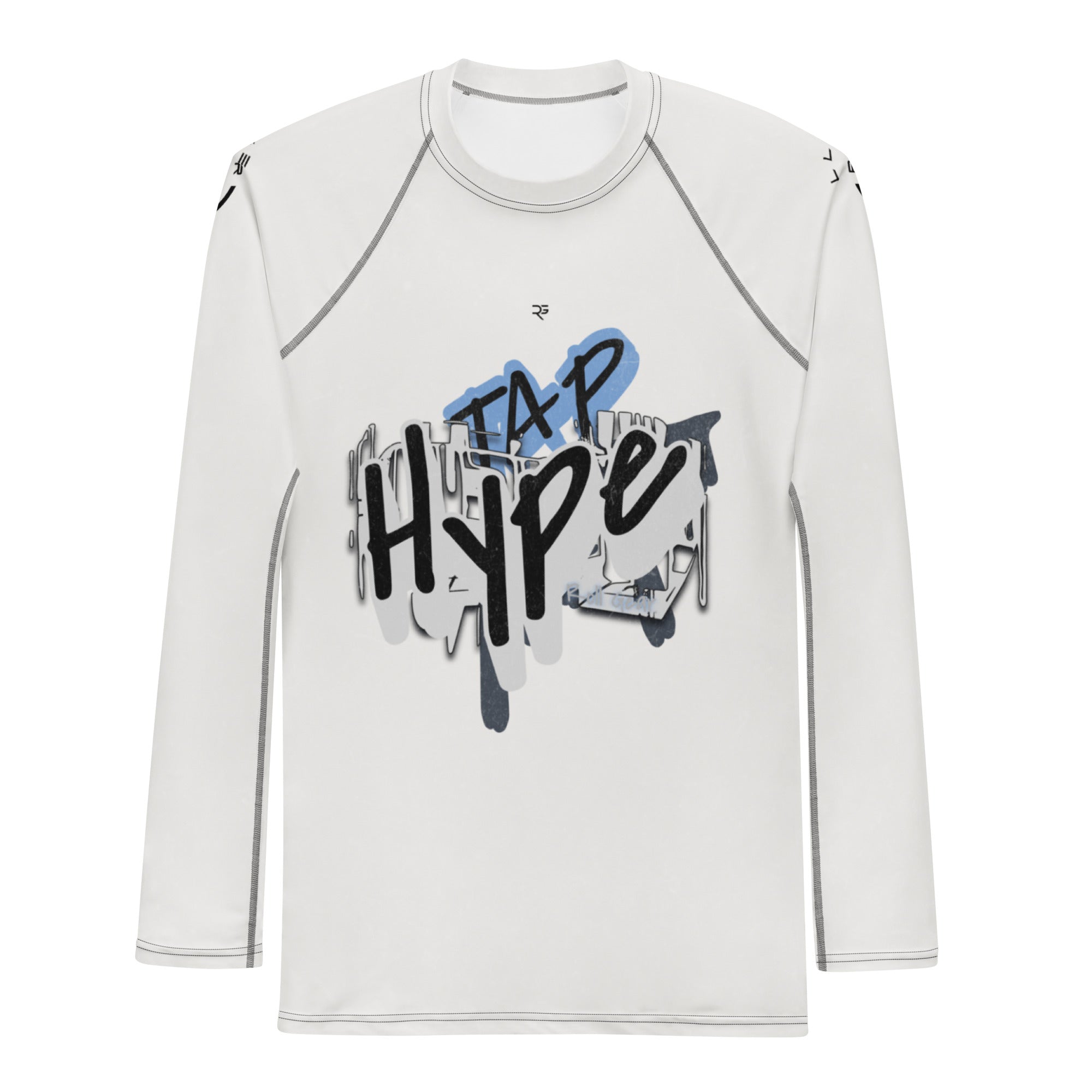 Roll Gear Tap Hype Rash Guard - Blue/White, Men's, front view.