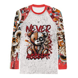 Roll Gear Never Accept Rash Guard – Red – Men's, front view, all-over print.