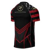 Roll Gear Unisex Marines "Dress Blues" Short Sleeve Rash Guard – back view showing design details.