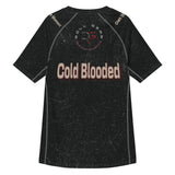Roll Gear Cold Blooded Rash Guard – Black Venom Athlete Edition – Short Sleeve, back view, all-over print.