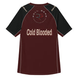 Roll Gear Cold Blooded Rash Guard – Maroon Venom Athlete Edition – Short Sleeve, back view, all-over print.