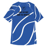 Roll Gear Blue Swirl Short Sleeve Rash Guard - Blue/White, Adult Unisex, back view.