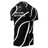Roll Gear Black Swirl Short Sleeve Rash Guard - Black/White, Adult Unisex, back view.