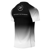 Roll Gear White Fade Rash Guard - Black/White, Adult Short Sleeve, back view.