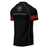 Roll Gear Black Fade Rash Guard - Black/White, Adult Short Sleeve, back view.