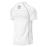 Roll Gear Solid Performance Rash Guard – White/Grey, back view. Moisture-wicking BJJ no-gi rash guard, adult/unisex.