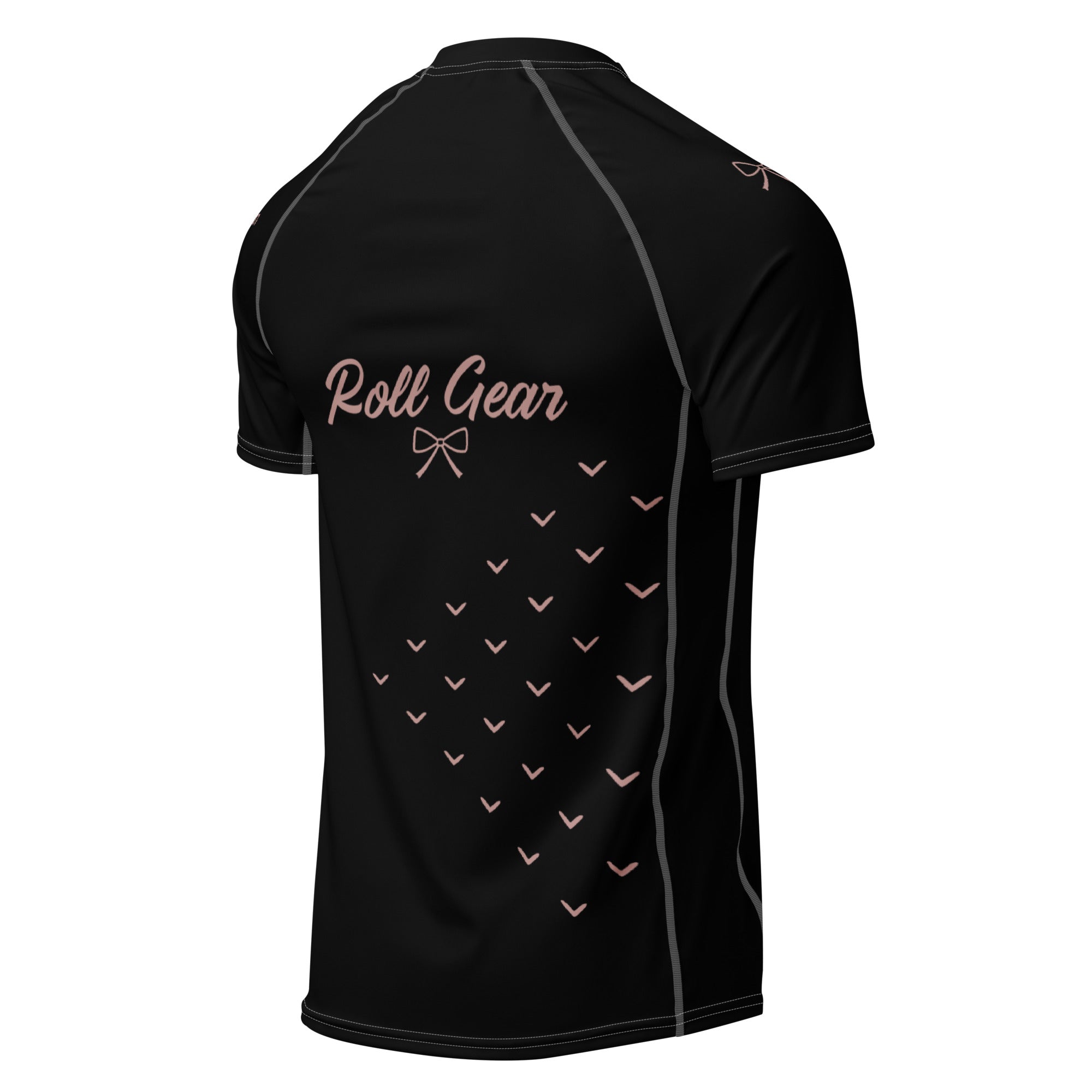 Roll Gear Bows Short Sleeve Rash Guard - Black, Women's, back view.