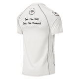 Roll Gear Tap Hype Short Sleeve Rash Guard – Blue/White – Unisex, back view, all-over print.