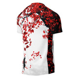 Roll Gear Shadow Dragon Warrior Rash Guard – White & Crimson – Adult Short Sleeve, back view, all-over print.