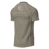 Phantom Pressure Halloween short sleeve rash guard, olive, adult unisex, back view