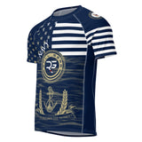 Roll Gear Men's Navy Military Short Sleeve Rash Guard, front view.