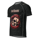 Roll Gear Cold Blooded Rash Guard – Black Venom Athlete Edition – Short Sleeve, front view, all-over print.