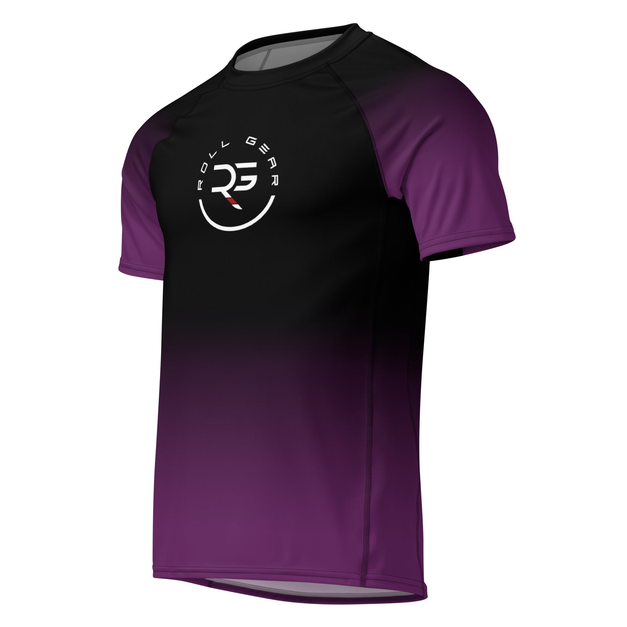 Roll Gear Brown Fade Short Sleeve Rash Guard – Brown/Black – Adult, front view, all-over print.