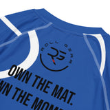 Roll Gear Blue Swirl Short Sleeve Rash Guard - Blue/White, Adult Unisex, product detail view.