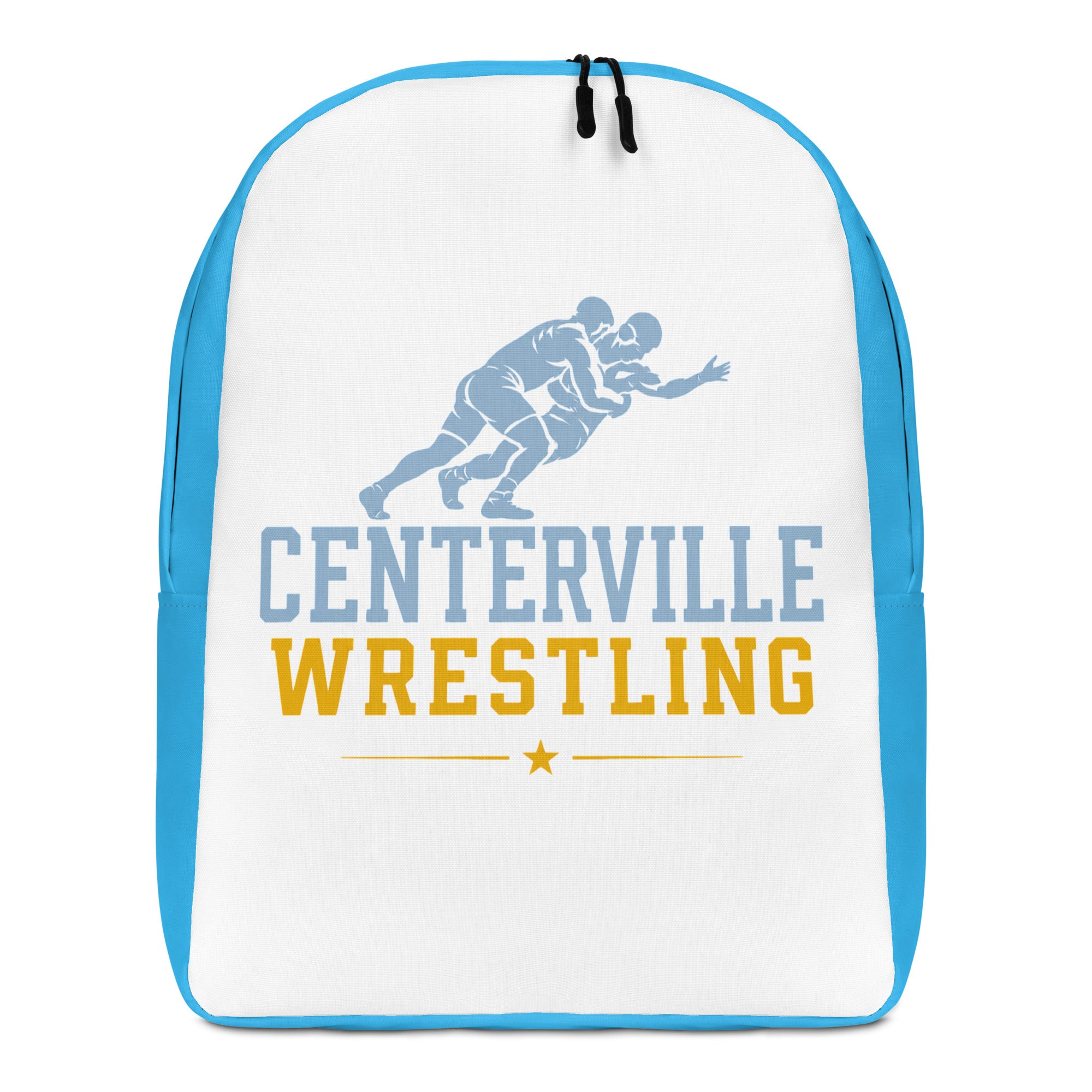 Centerville Wrestling Everyday Backpack, front view.