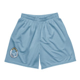 Roll Gear Centerville Wrestling Mesh Training Shorts - Light Blue, front view.