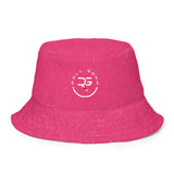 Roll Gear Reversible Bucket Hat - Black & Pink, inside, front view.