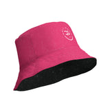 Roll Gear Reversible Bucket Hat - Black & Pink, inside, fabric detail.