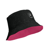 Roll Gear Reversible Bucket Hat - Black & Pink, outside, fabric detail.