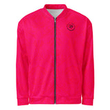 Roll Gear Signature Bomber Jacket - Pink Edition, front view.
