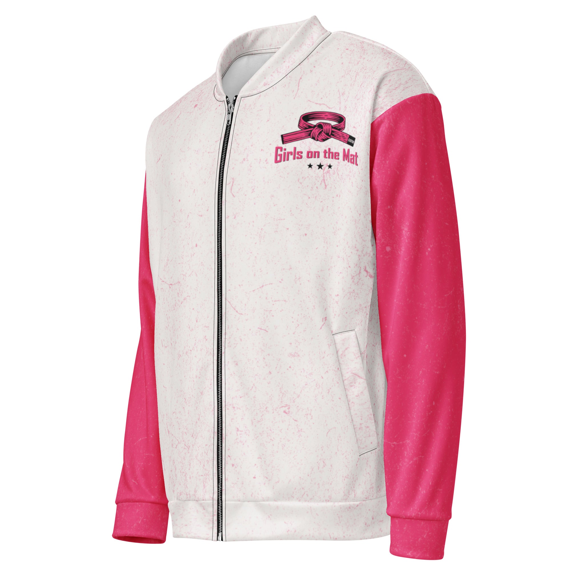 Roll Gear Girls on the Mat Bomber Jacket, left-front view.