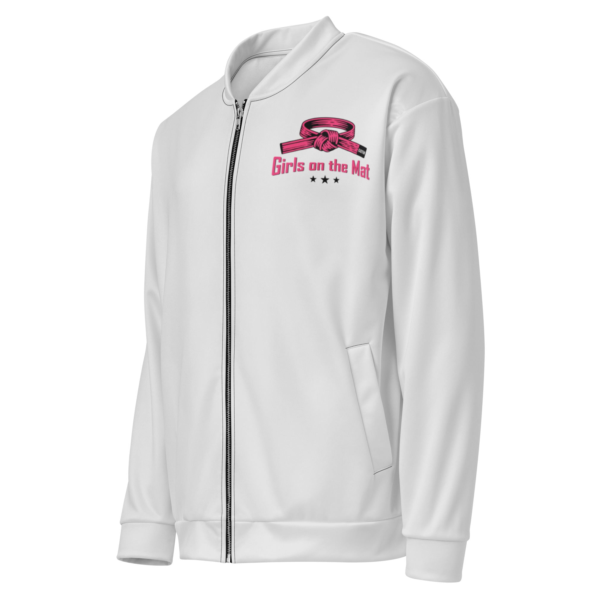 Roll Gear Girls on the Mat Bomber Jacket, left-front view.