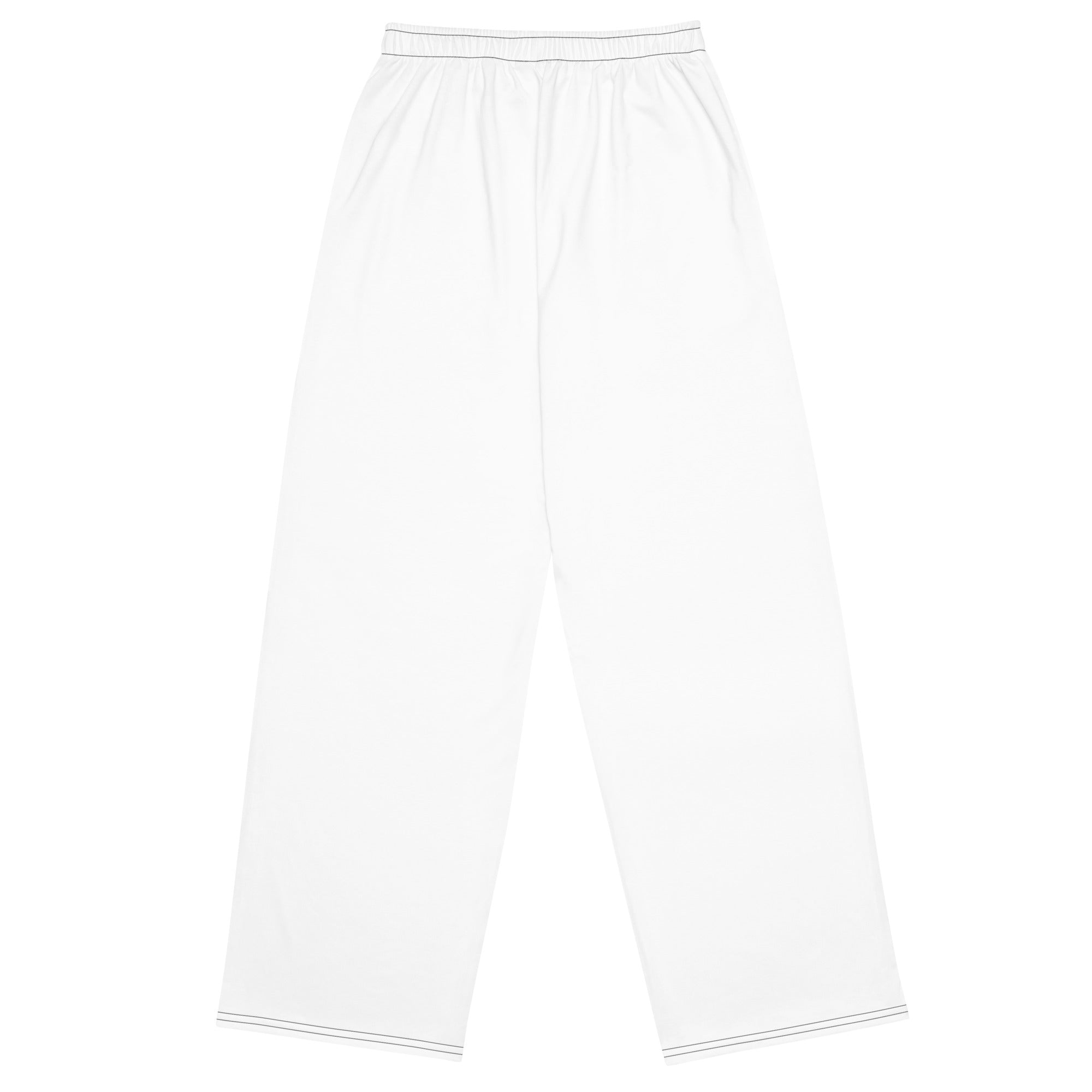 Roll Gear Wide-Leg Training Pants - White Edition, back view.