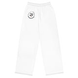 Roll Gear Wide-Leg Training Pants - White Edition, front view.