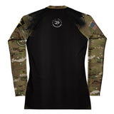 Roll Gear Women's Army Long Sleeve Rash Guard, back view.