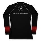 Roll Gear Black Fade Long Sleeve Rash Guard - Black/Red, Women's, back view.