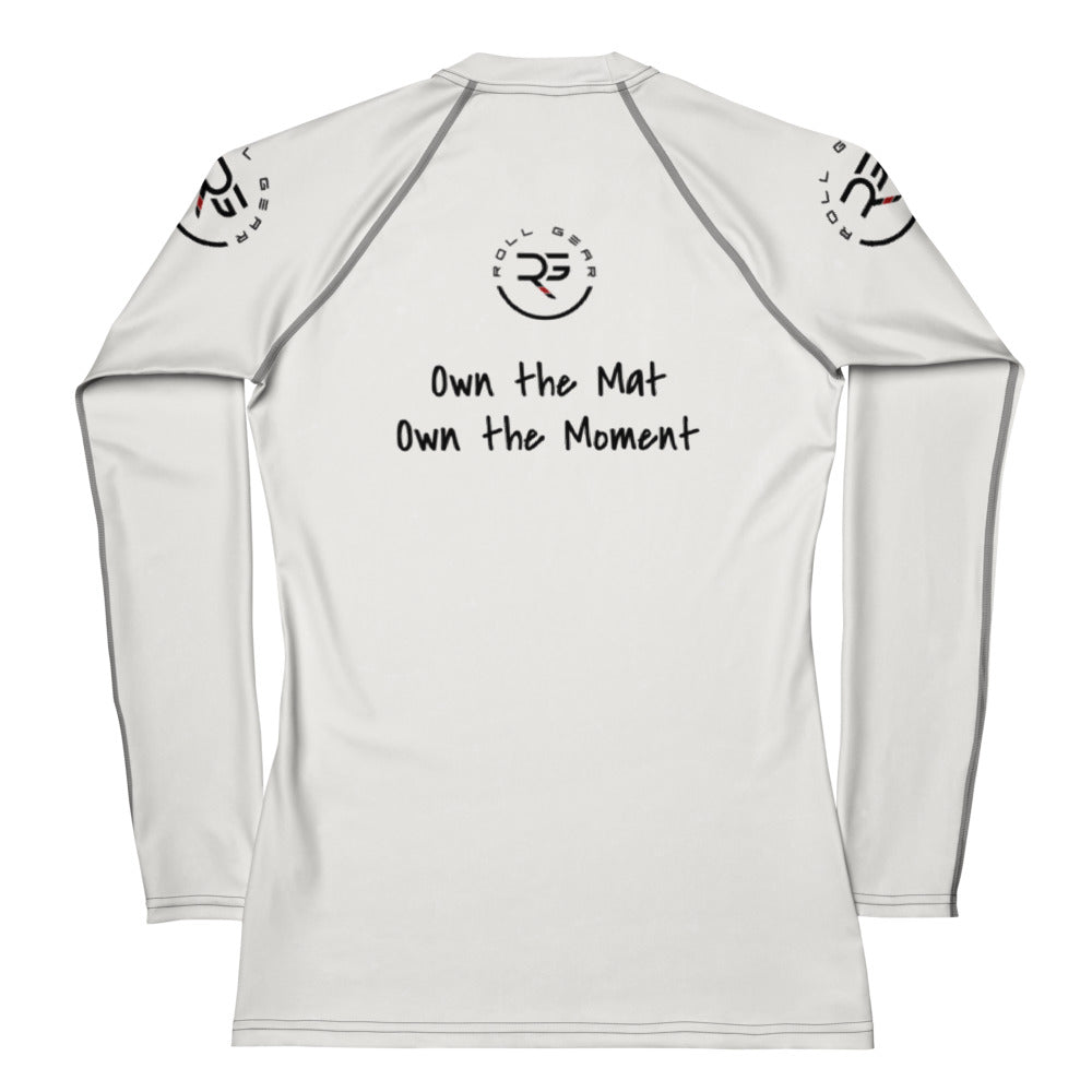 Roll Gear Tap Hype Rash Guard - Blue/White, Women's, back view.