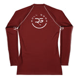 Roll Gear Earned Not Given Long Sleeve Rash Guard – Deep Red – Women’s, back view, all-over print.