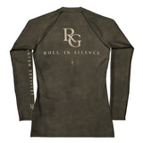 Phantom Pressure Halloween long sleeve rash guard, olive, women's, back view