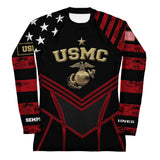 Roll Gear Women's Marines Dress Blues Long Sleeve Rash Guard, front view.