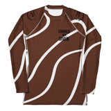 Roll Gear Brown Swirl Long Sleeve BJJ Rash Guard - Brown & White, Women's, front view.